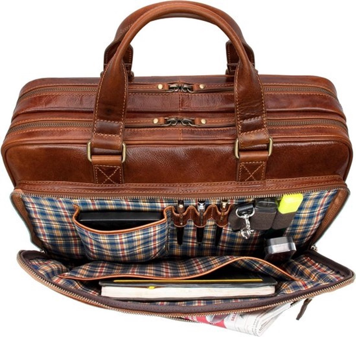 Leren Laptoptas 15,6 Inch - Schoudertas / Aktetas voor Heren en Dames