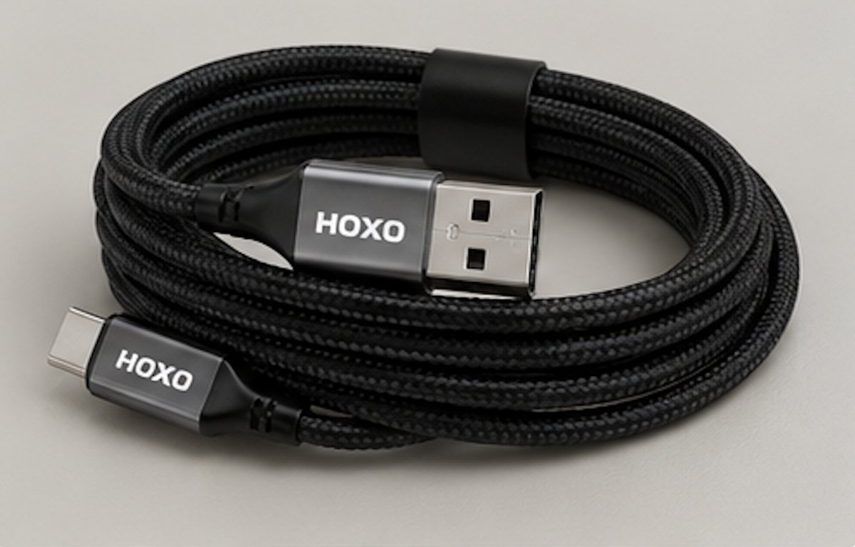 HOXO USB-A naar USB-C Kabel – 18W Snelladen – Magnetisch Gevlochten – 1 Meter – Data & Opladen – Zwart