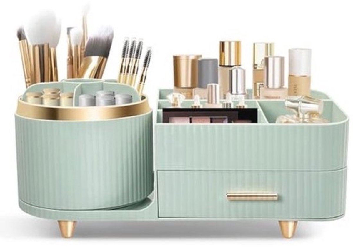 Cosmetica Organizer 360 Graden Draaibaar - Multifunctionele Schoonheid Organizer voor Kaptafel en Badkamer - Met Kleine Lade