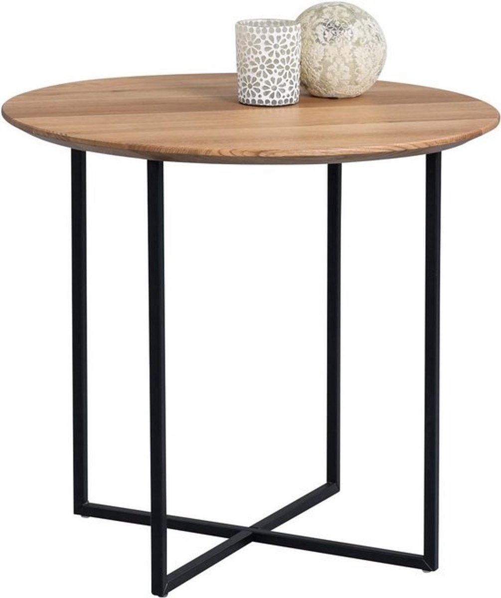 Ronde Houten Salontafel of Bijzettafel Diameter 60 cm Bruin