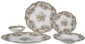 Bricard Fleury - Vintage Serviesset - 25-delig - 6-Persoons - Bruin/Wit - Dinner Set - Porselein