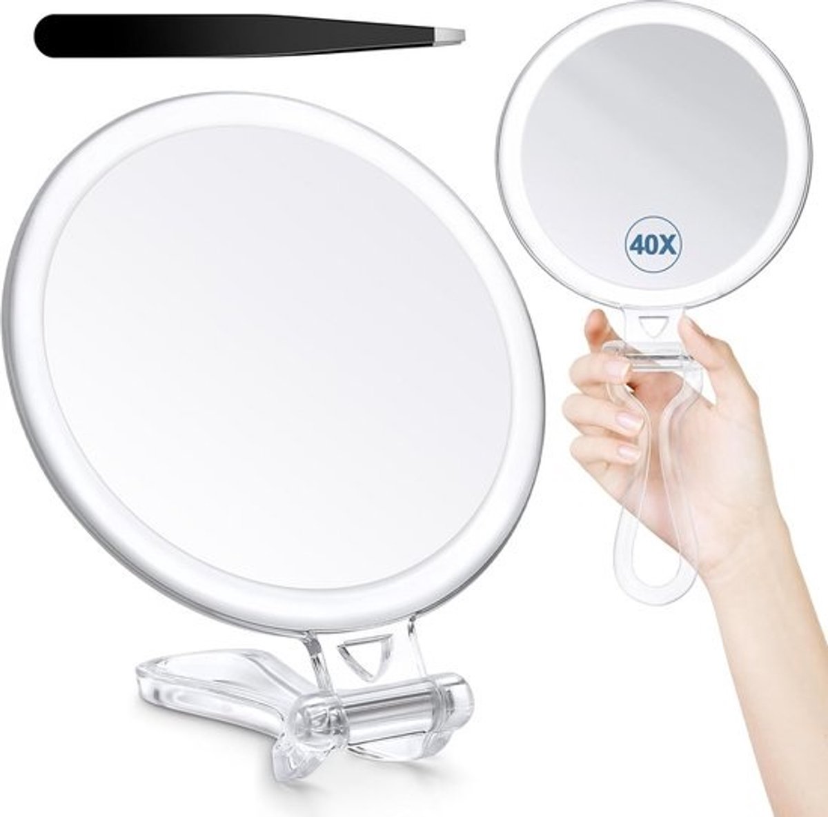 Vergrootglas Handspiegel 40x Vergroting Dubbelzijdig Opvouwbaar voor Make-up