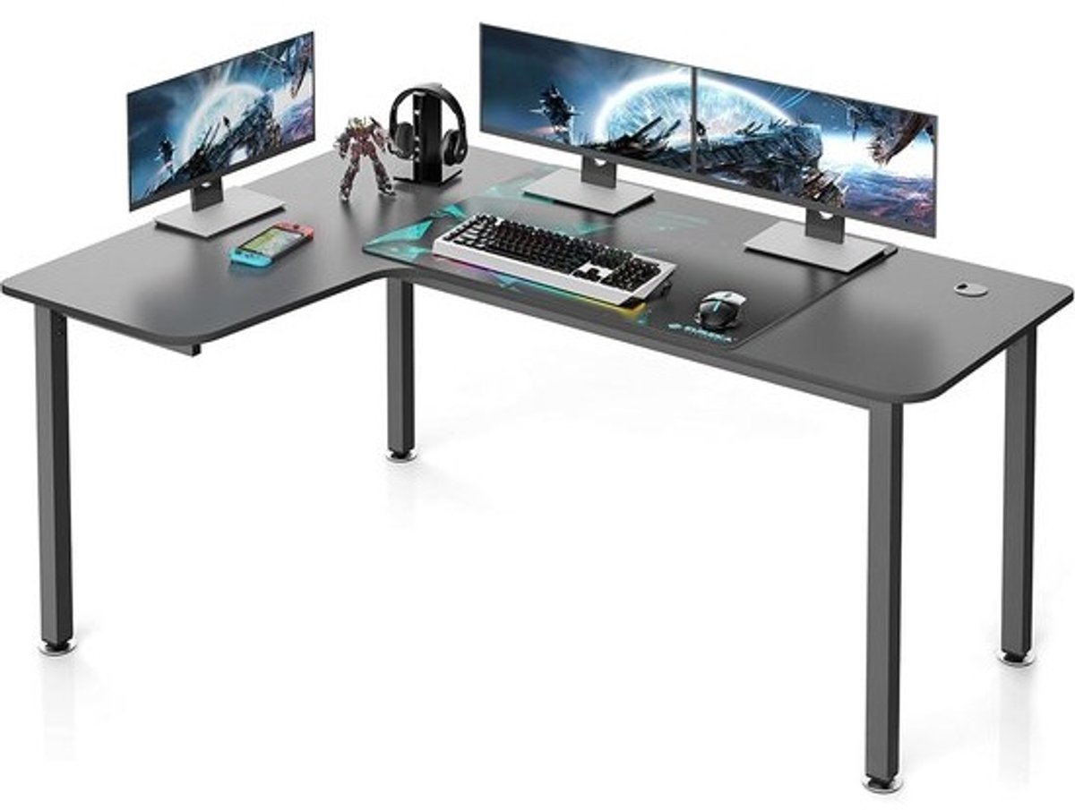 Ergonomisch L-vormig Gaming Bureau Hoektafel met Kabelmanagement en Muispad