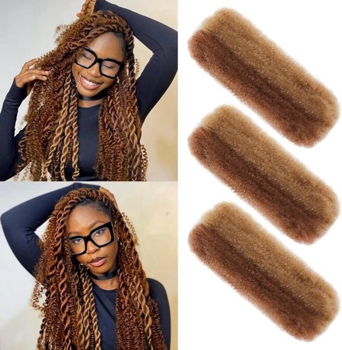 Kinky Curly Vlecht Extensions Bulk Haar voor Twists, Dreadlocks en Microloks - Synthetisch