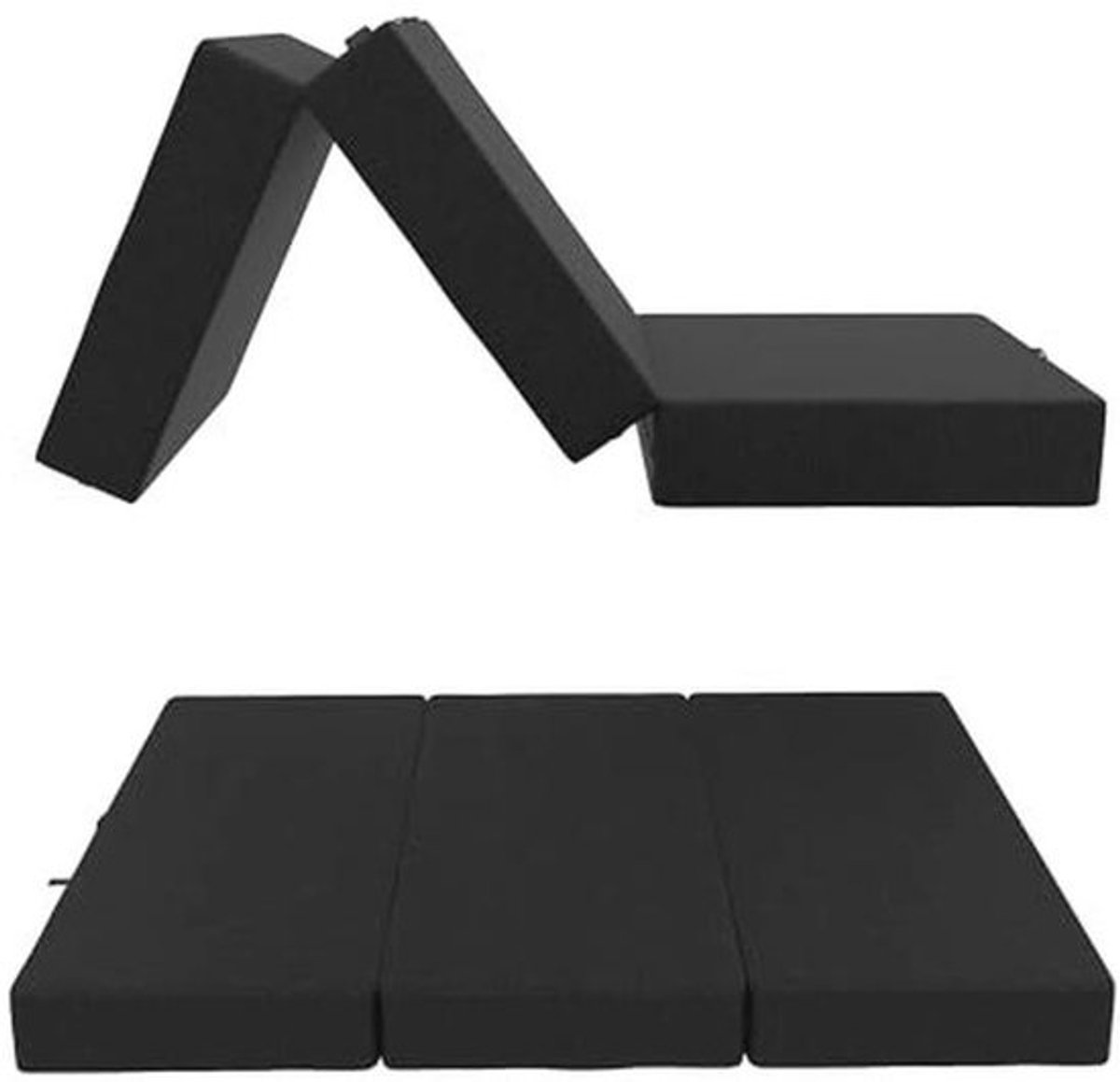 POKAR Opvouwbaar Matras 3-Delig Opvouwbaar Campingmatras Campingbed Opvouwbaar Bed Gastenbed Vloermatras Slaapmatras 80 x 195 x 15 cm, Zwart