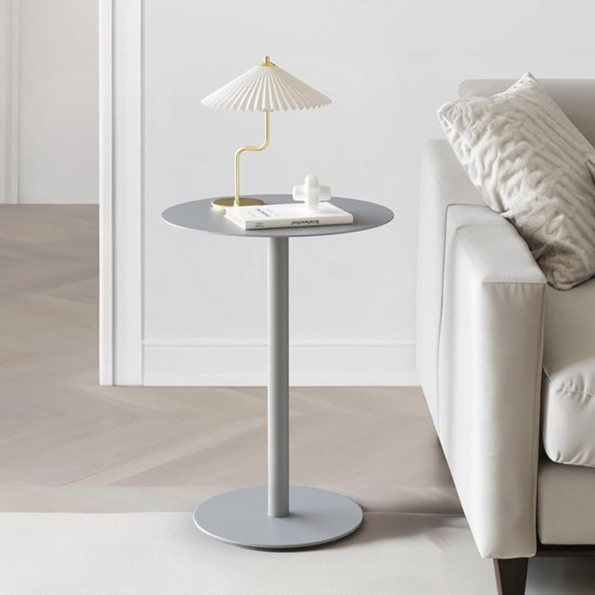 Ronde Bijzettafel voor Binnen en Buiten - Modern Koffietafel met 2 Metaal Plateaus - Hoogte 60 cm - Diameter 40 cm - Verkrijgbaar in Diverse Kleuren