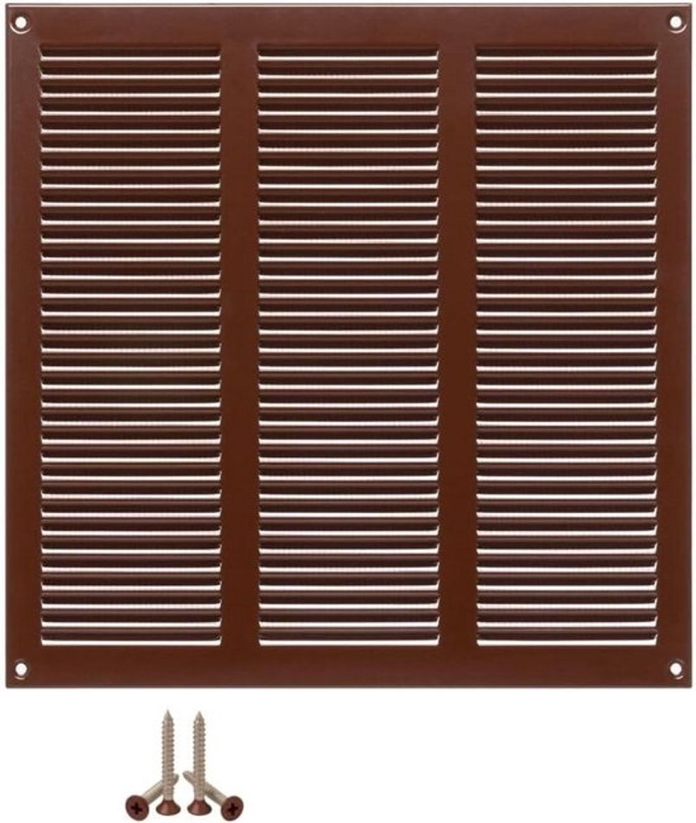 Ventilatierooster Metaal - Afvoerrooster Ventilatie - Luchtcirculatie Verbeteren - Insectenbescherming - 300x300mm - Bruin