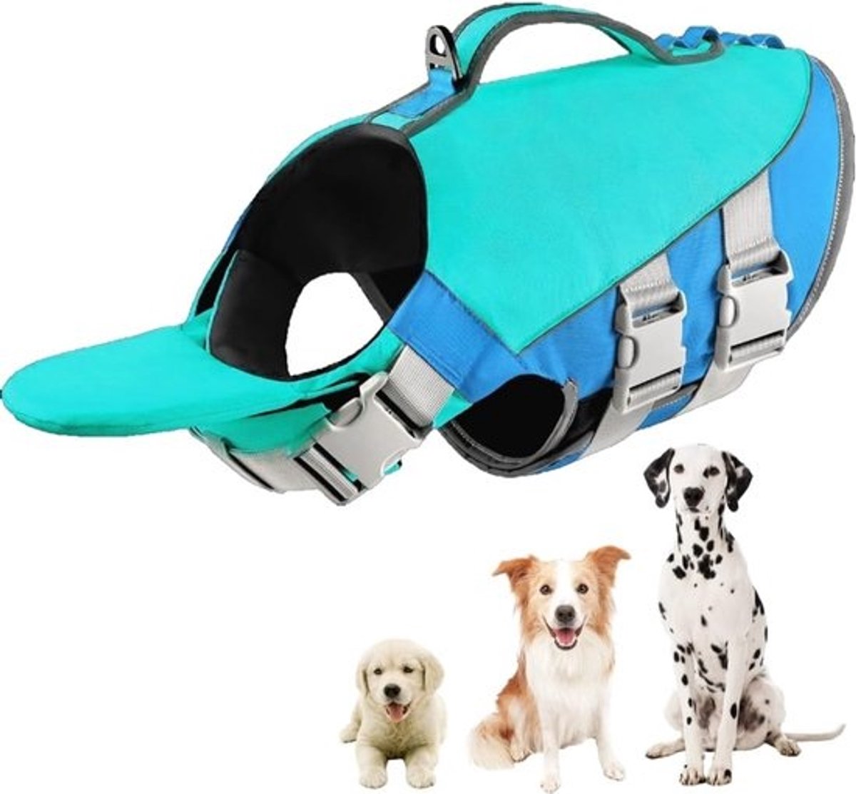 Honden Reddingsvest - Huisdier Zwemvest - Veilig Varen Zwemmen - Superieur Drijfvermogen Handvat - Borstomvang 53cm - Blauw