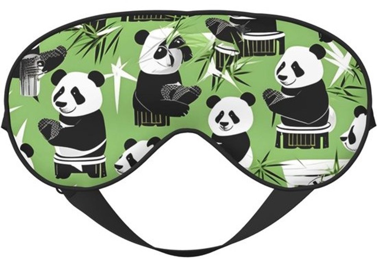 Panda Bamboe Oogmasker - Slaapmasker Nachtmasker - Ontspannen Slapen - Volledig Lichtblokkerend - 21 x 10 cm - Zwart