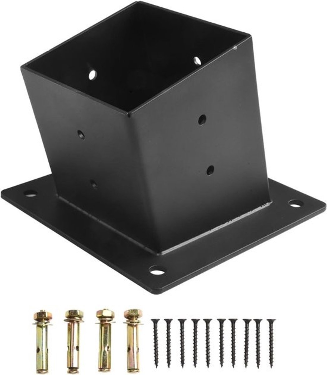 Pergola houder set - Dakmontage beugels - Paviljoen bouwen - Schuine dak montage - Voor 10x10cm palen - Zwart