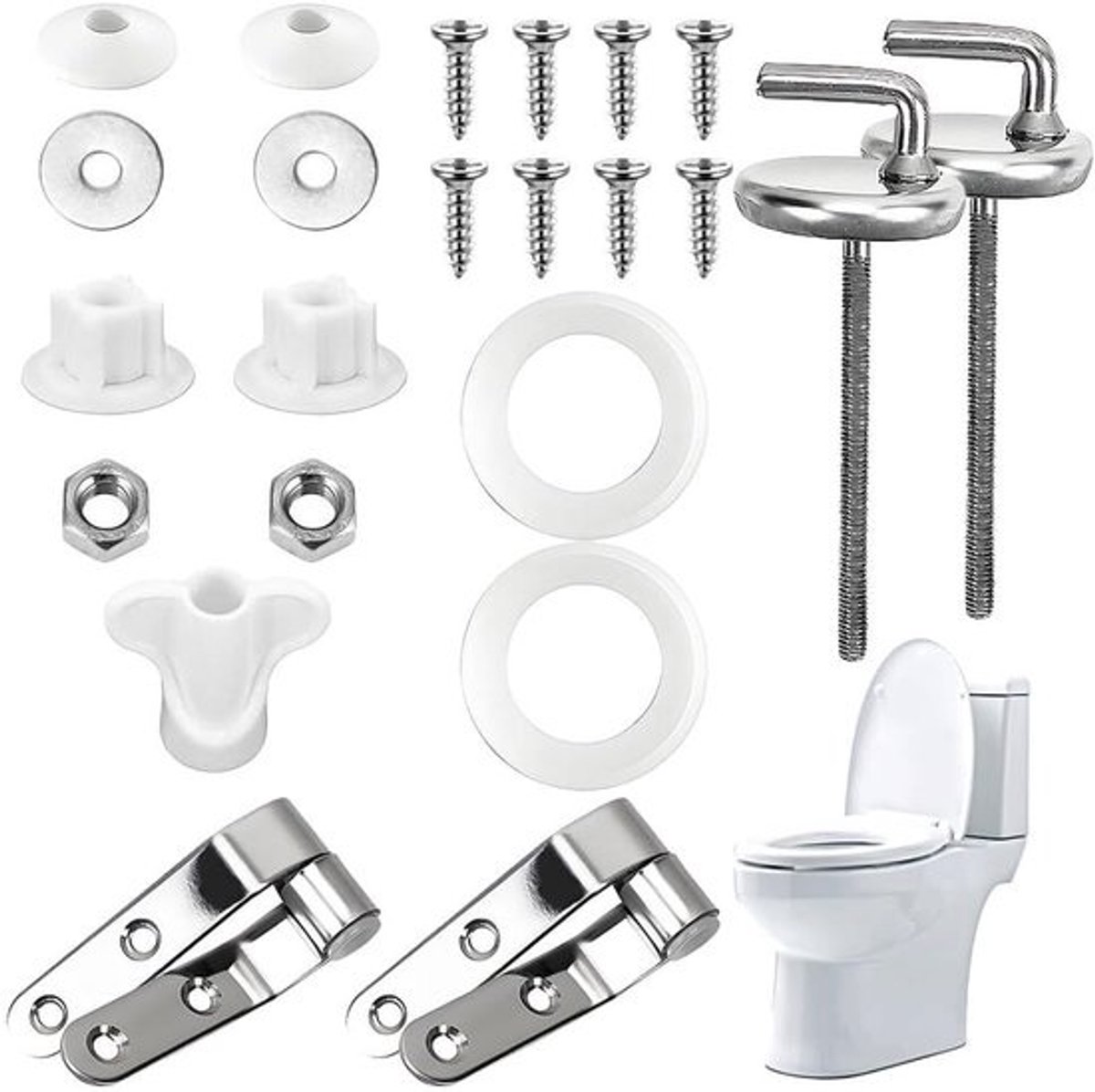 WC-bril Bevestiging - Toiletzitting Onderdelen - Reparatie Toilet - Roestvrij Staal - 105 cm - Zilver