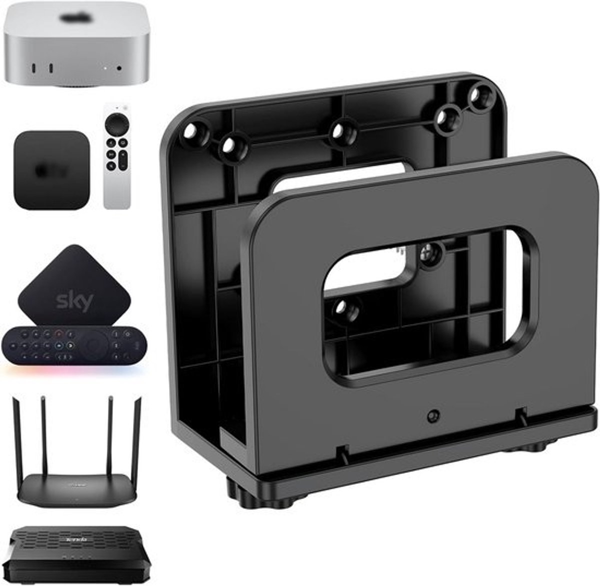 Universele Wandhouder - Apparaat Beugel - Router Opslag - Verstelbare Breedte - Tot 6.5cm Dik - Zwart