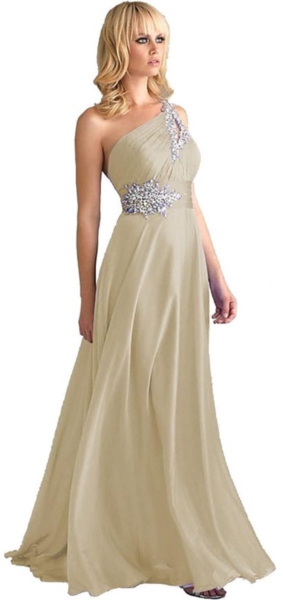 Asymmetrische chiffon bruidsmeisjesjurk met kralen en pailletten