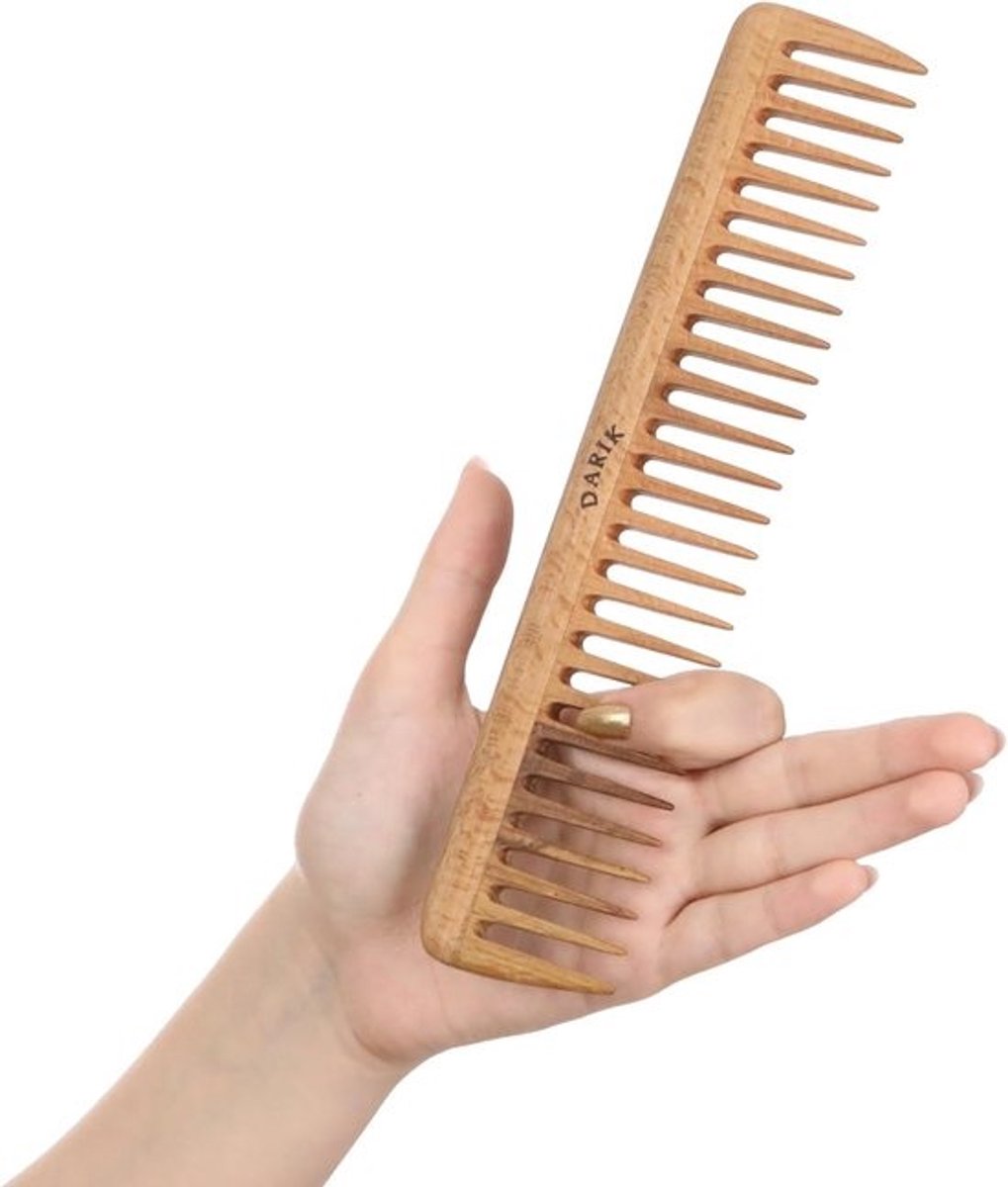Houten Kam - Brede Tanden - Haar Ontwarren - Handgemaakt Natuurlijk - 22.5 x 6.5 cm