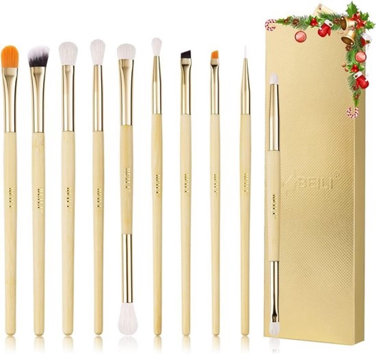 Professionele oogmake-upborstelset, 10-delig, veganistisch, geschikt voor oogschaduw, concealer, wenkbrauwen, eyeLiner, foundation en lippenblush, zacht en comfortabel, gemakkelijk schoon te maken