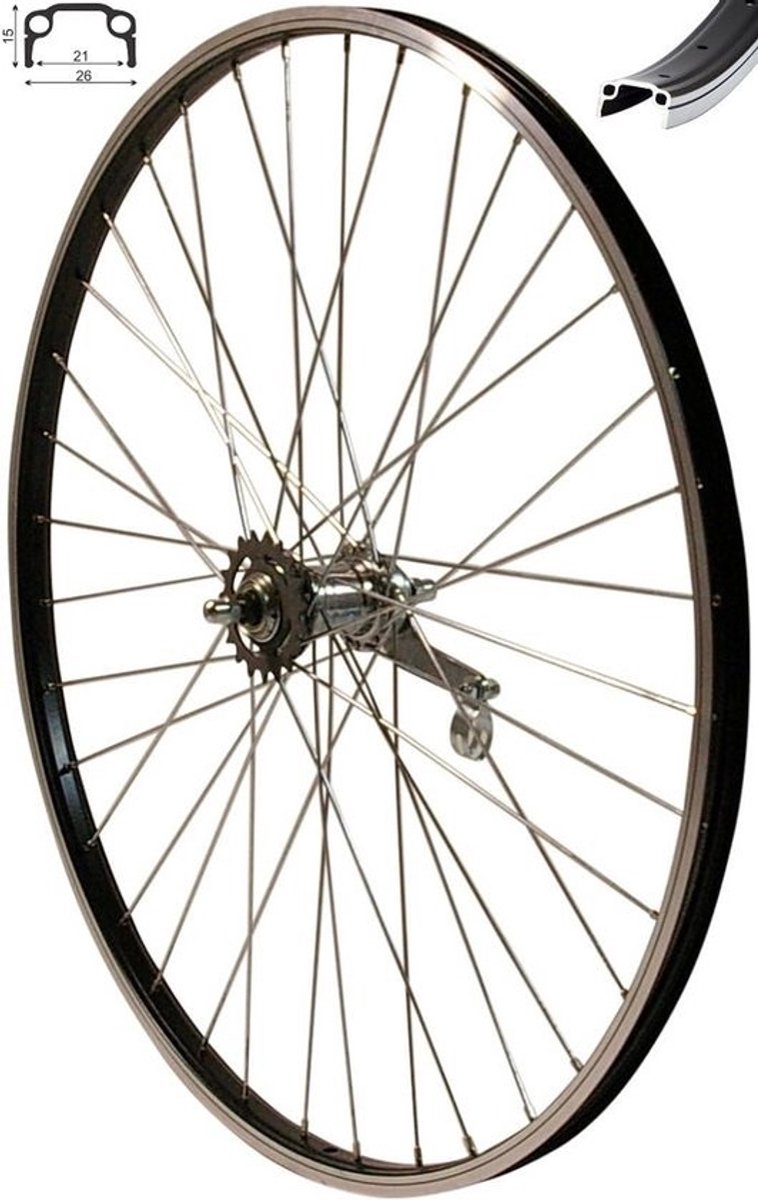 Achterwiel 28 inch met terugtraprem en zwart velg voor fietsen