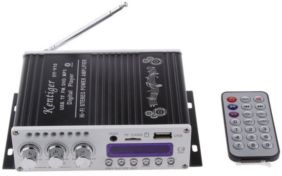 Audioversterker – Stereo Versterker Met Bluetooth – Audio Amplifier Met Karaoke Portals – Led Display - Veelzijdig - Speaker