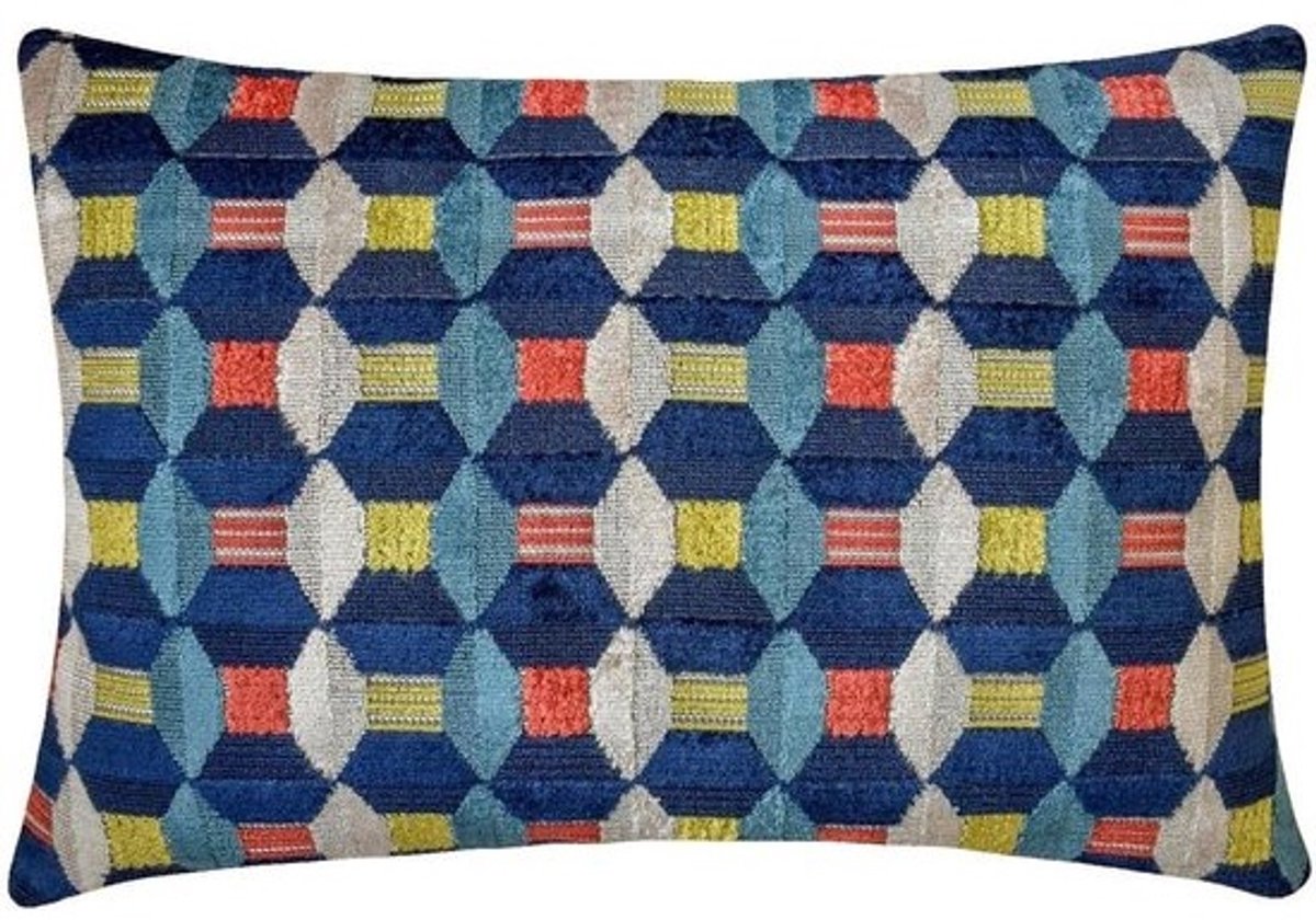 Decoratieve Kussenhoes - Lumbale Kussensloop - Woninginrichting - Handgemaakt Met Kralen - 30x60 cm - Blauw