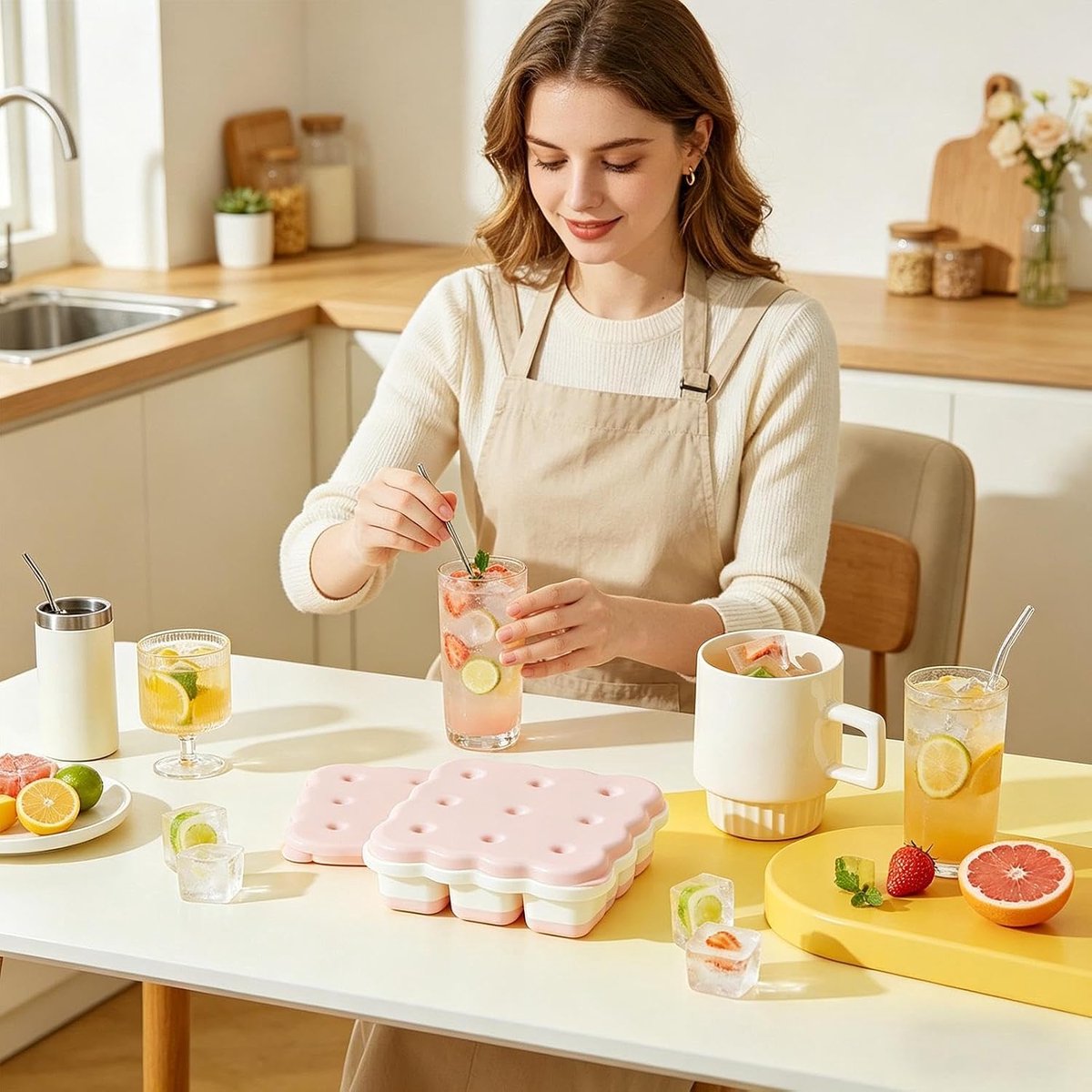 Vierkante mini-ijsblokjesvormen, gemakkelijk te legen ijsblokjesvormen met deksels, perfect voor cocktails, wijn, fruit en andere dranken.