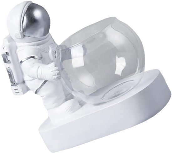 Waterplant Vaas - Hydroponische Pot - Decoratie Thuis - Met Astronaut Figuur - 420 Gram - Zilver