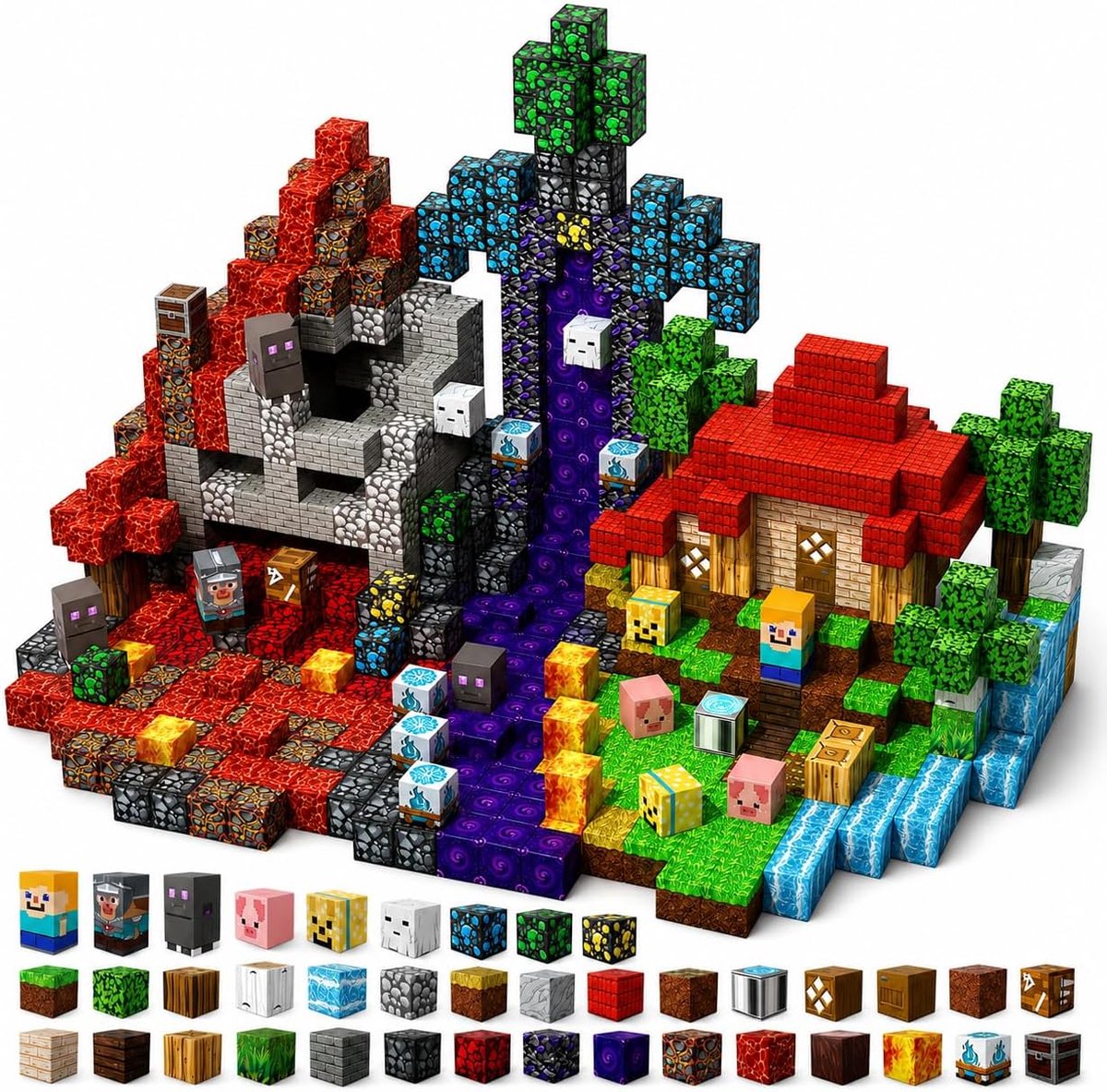 VONKELIOS®200 Stuks Magnetische Bouwblokken‑Set | Magnetische Kubussen en Stapelmagneten, Educatief STEM‑Speelgoed, Verjaardagscadeau voor Jongens en Meisjes vanaf 3 Jaar