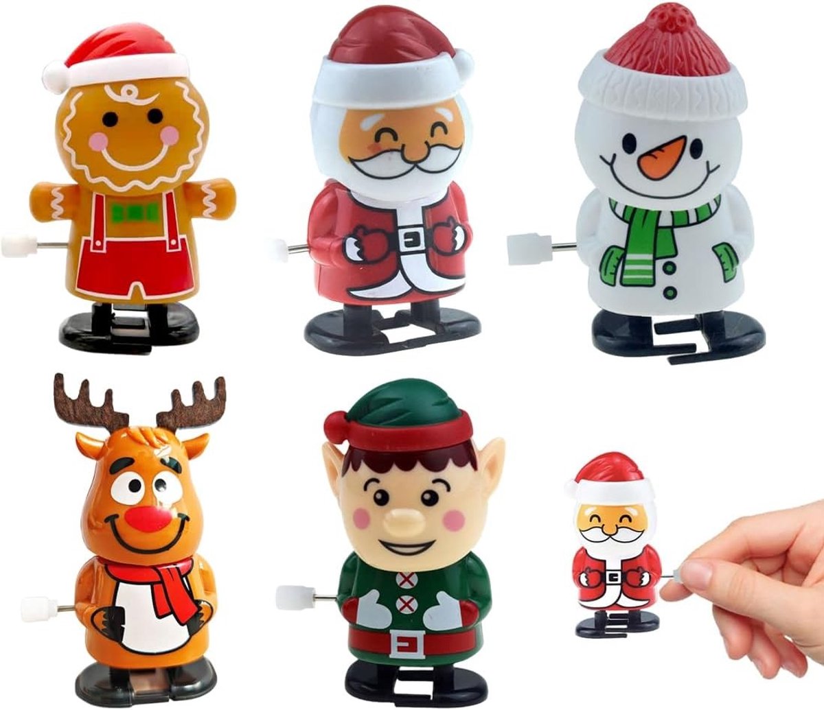 Vijf Kerst Wikkelspeelgoed, Beweging van Kerstman, Pinguïn, Sneeuwman en Hert, Leuk voor Adventskalender en Kinderen