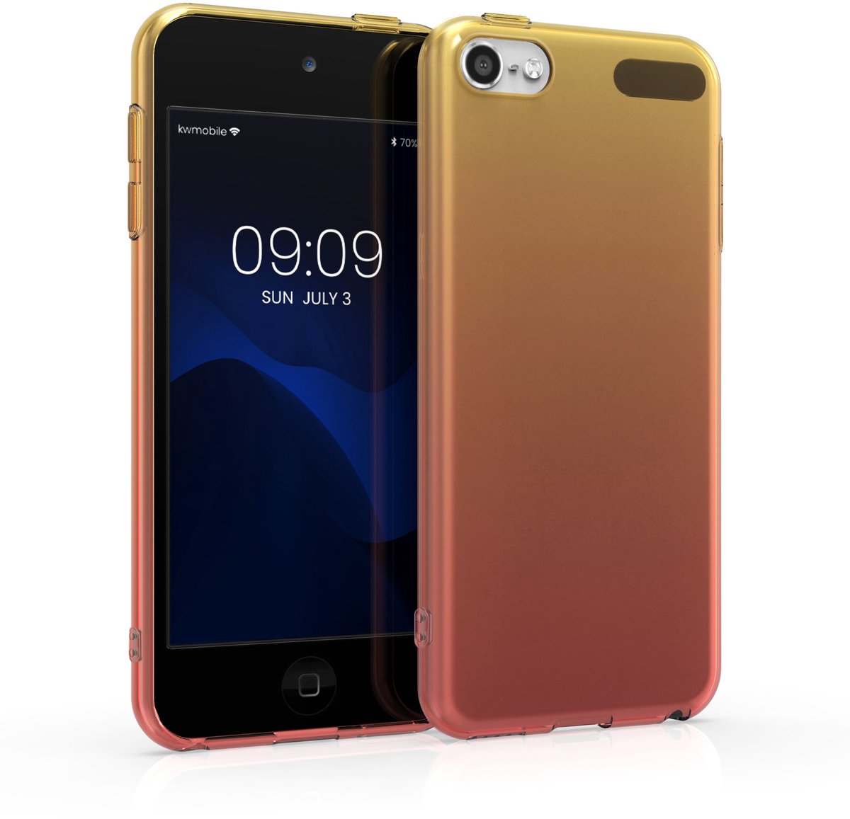 kwmobile Clear Case Compatible with Apple iPod Touch 6G / 7G (6th and 7th Generation) - TPU Backcover - Bicolor Yellow / Pink