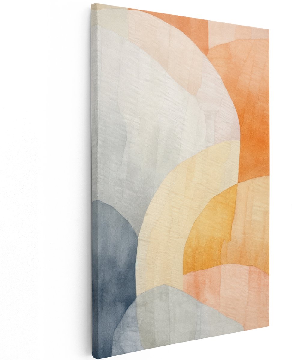 Artaza Canvas Schilderij Abstract - 120x180 cm - Groot - Wanddecoratie Boho - Muurdecoratie Modern - Decoratie Woonkamer - Oranje