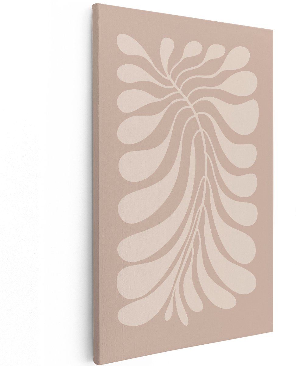 Artaza Canvas Schilderij Abstracte Plant - 120x180 cm - Groot - Boho Wanddecoratie - Muurdecoratie Bohemian - Decoratie Woonkamer - Beige