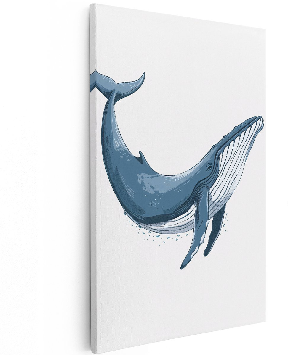 Artaza Canvas Schilderij Walvis - 120x180 cm - Groot - Wanddecoratie Kinderkamer - Muurdecoratie Dieren - Decoratie Jongenskamer Blauw