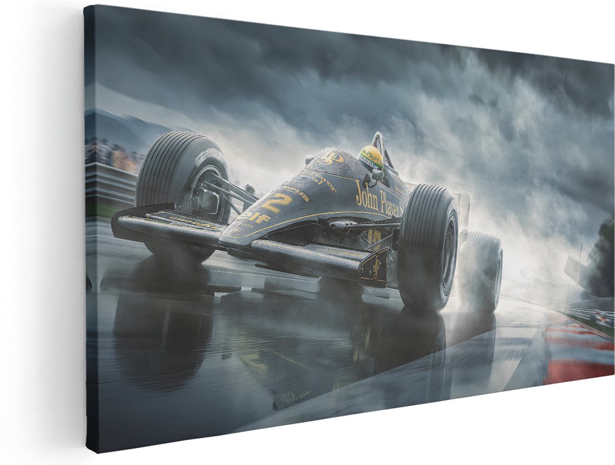 Artaza Canvas Schilderij Raceauto - 180x90 cm - Groot - Wanddecoratie Formule 1 - Muurdecoratie Lotus - Kamer Accessoires Vintage