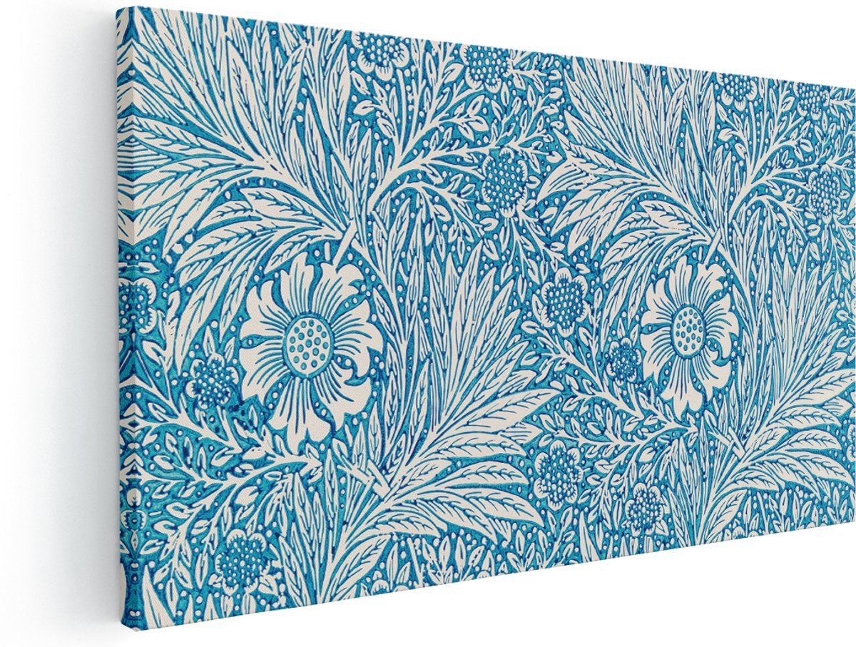 Artaza Canvas Schilderij Bloemen - 180x90 cm - Groot - Wanddecoratie Vintage Patroon - Muurdecoratie Brocante - Schilderijen Op Canvas