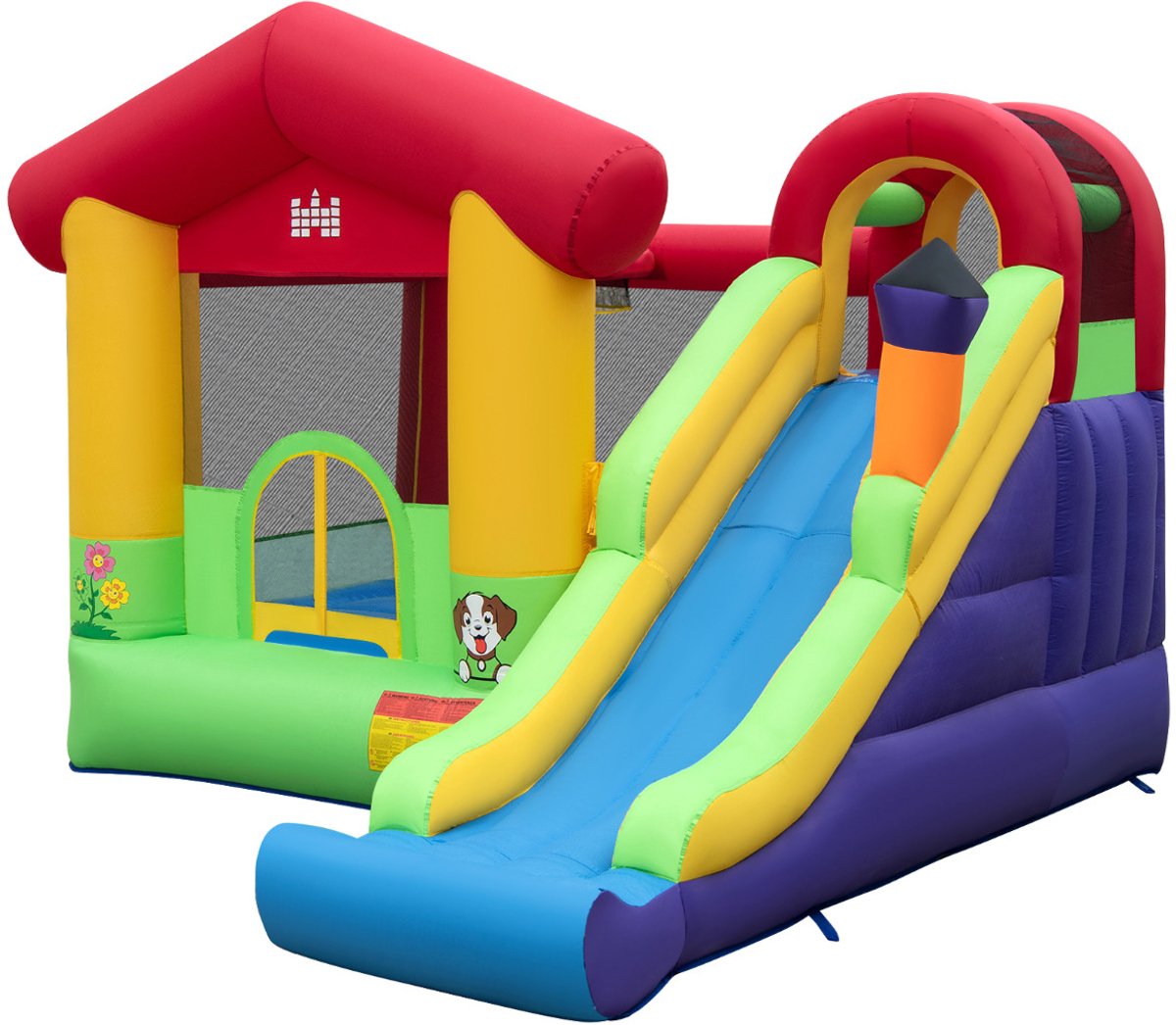 SureDeal® - Kussen - Springkasteel - Ventilator Lange Glijbaan - Speelballen Springkasteel - Kinderen - 325x290x225 cm - Naturel