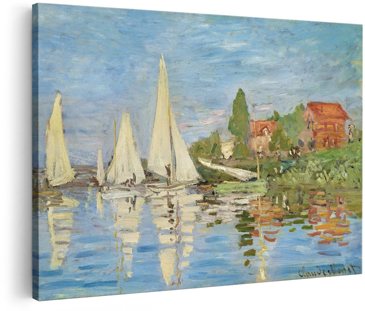 Artaza Canvas Schilderij Monet - 180x120 cm - Groot - Wanddecoratie Zeilboten - Muurdecoratie Impressionisme - Decoratie Klassieke Schilderijen