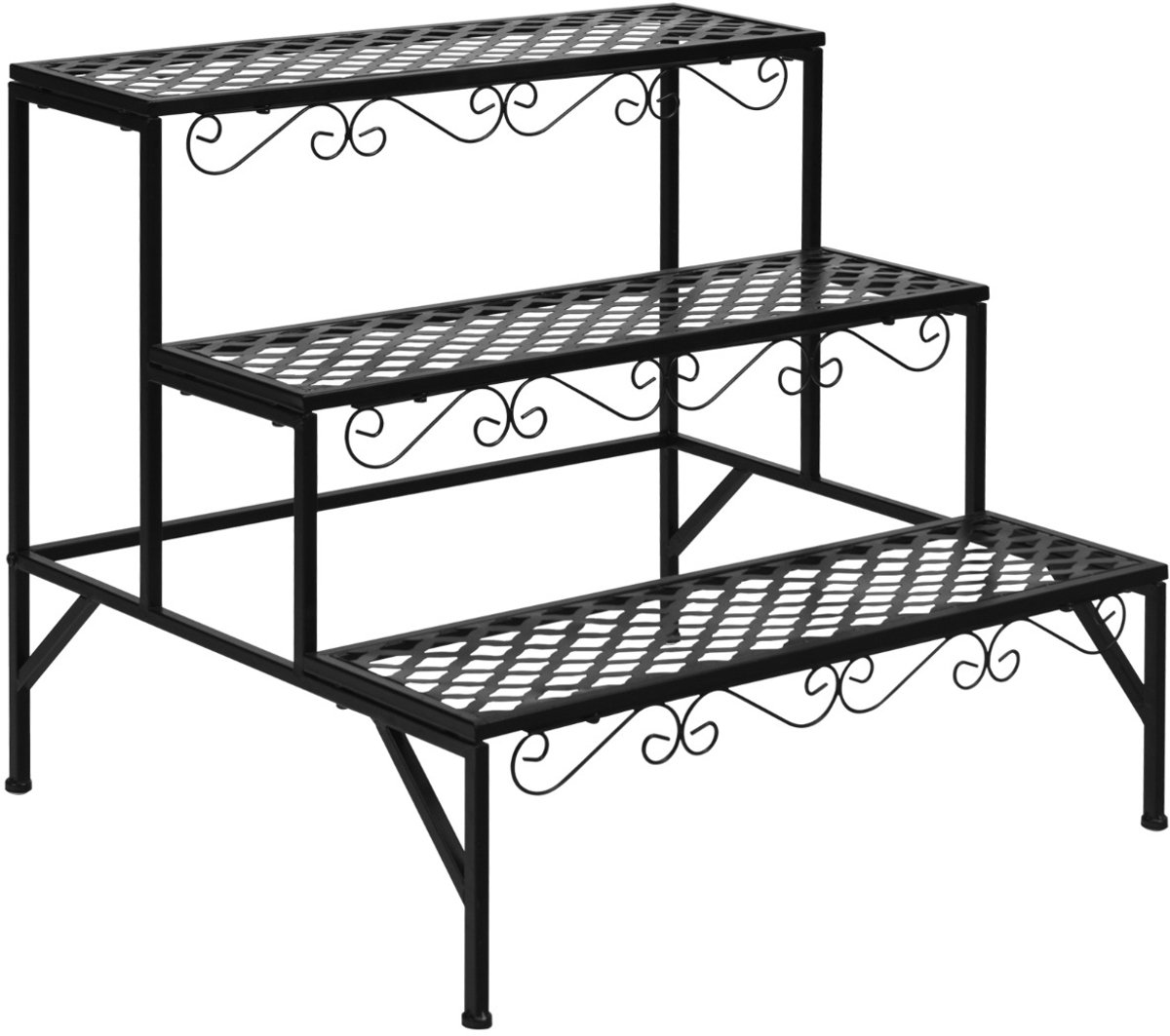 SureDeal® - Tuinier - Lagen Metalen Plantenrek - 70x60x60,5 cm - Zwart