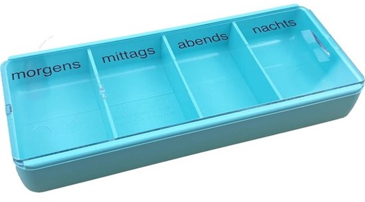 Tabletdoos voor 1 dag met 4 vakken - Medicijndispenser voor dagelijkse medicatie