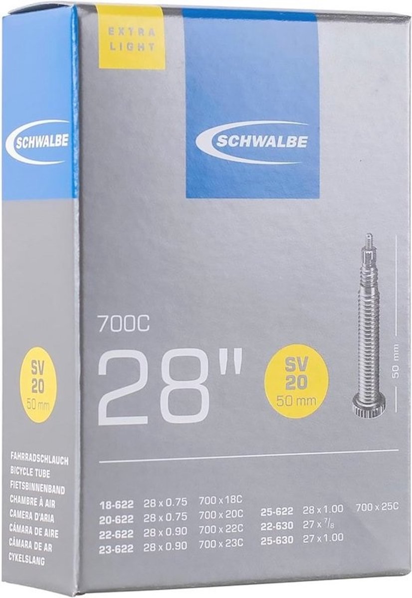 Fietsbinnenband Extra Light 18/25-622/630 met 50 mm Sclaverantventiel - 28 inch