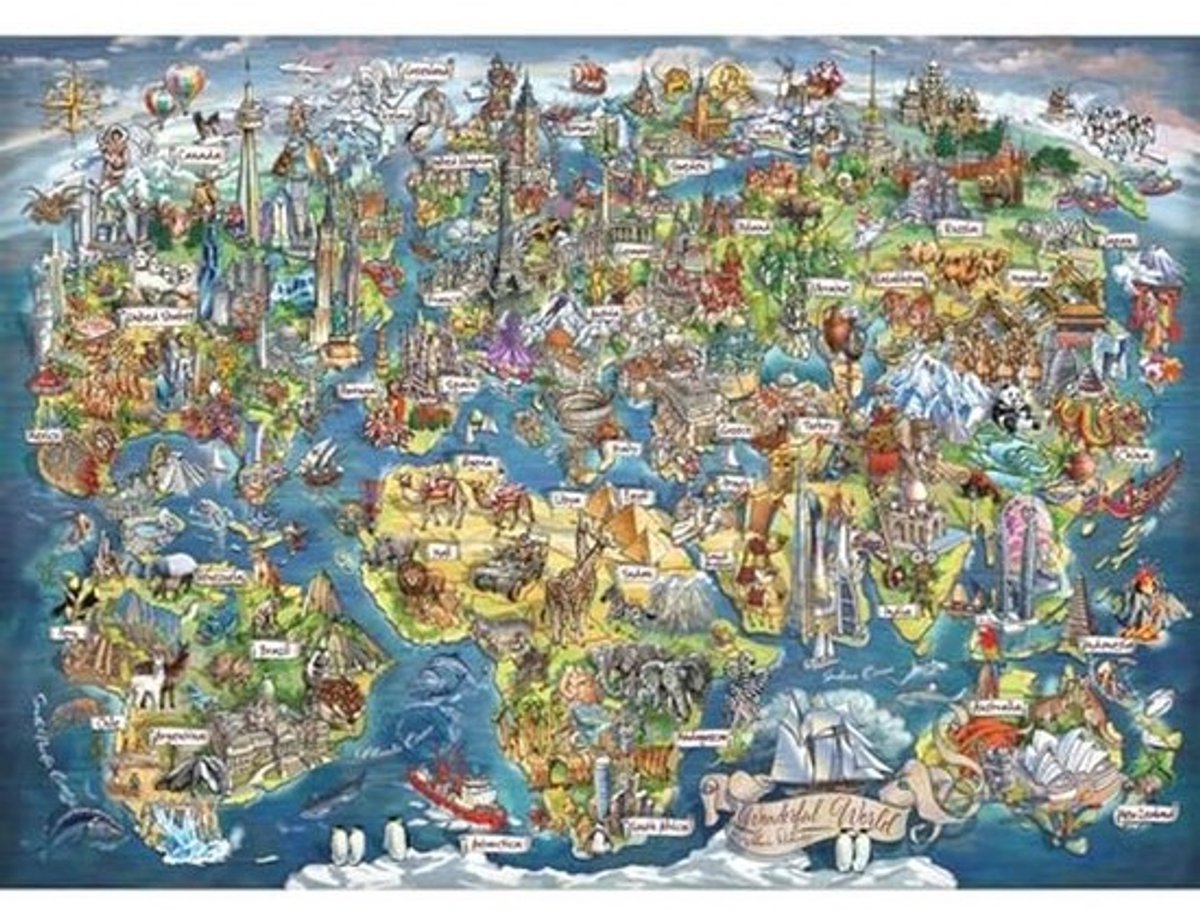 Puzzel 3000 Stukken: Wereldkaart