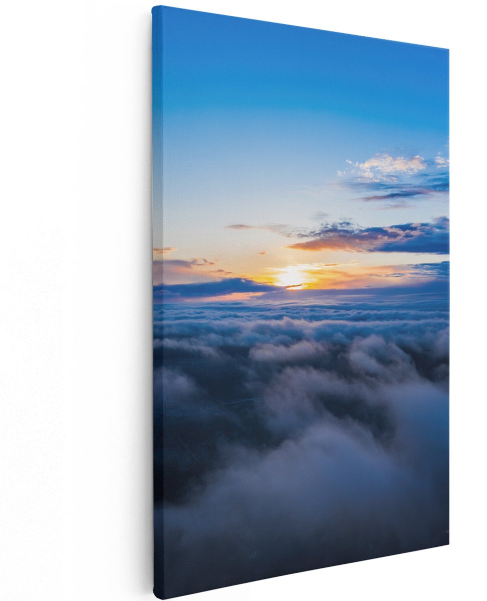 Artaza Canvas Schilderij Zonsondergang In De Wolken - 120x180 cm - Groot - Wanddecoratie Woonkamer - Schilderijen - Muurdecoratie