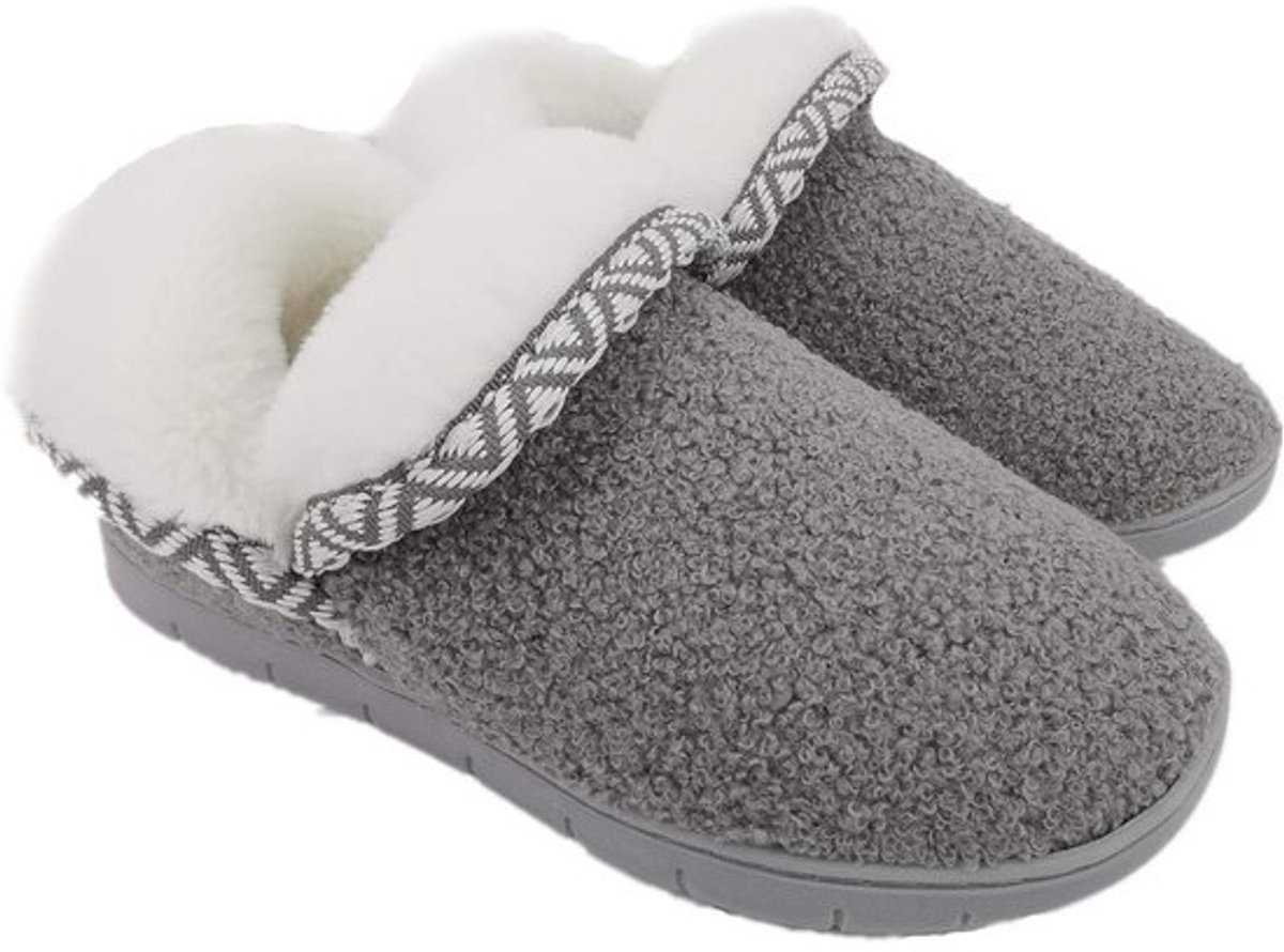 Luxe Dames Huissloffen met Traagschuim - Extra Warme en Zachte Fleece Binnen & Buiten Pantoffels met Antislip Zool