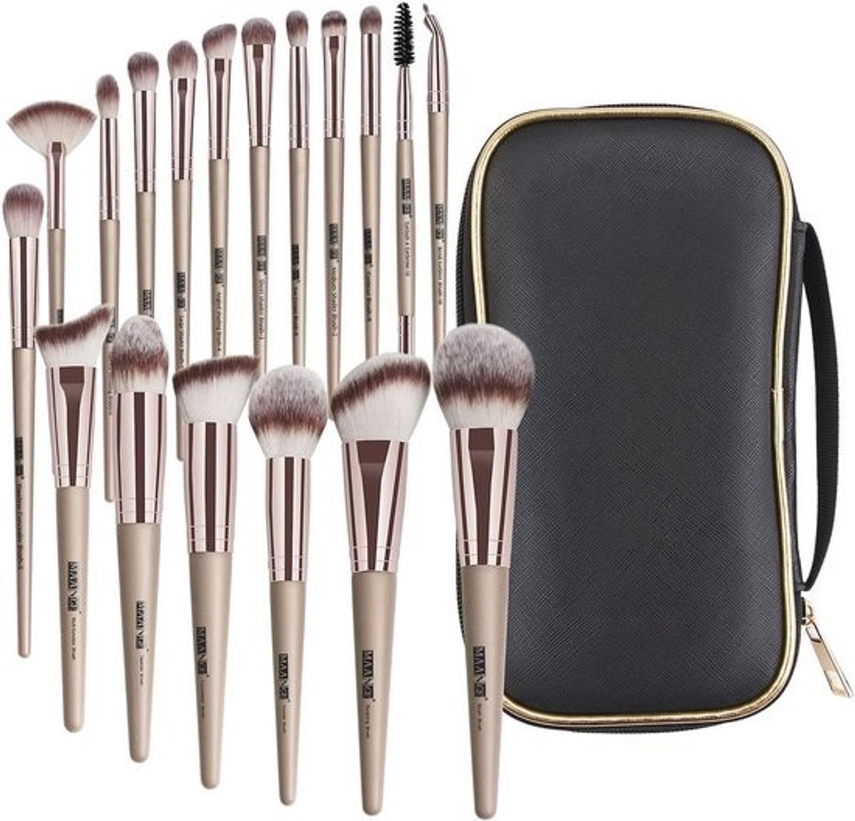 Professionele Make-up Borstelset - 18 Stuks met Reistas