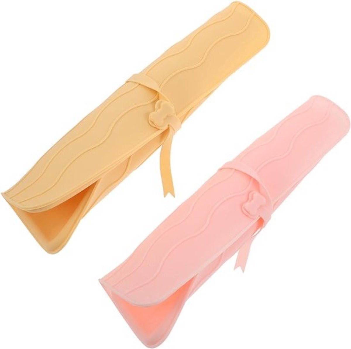 Krultang Opbergtas - Isolatiepad Beschermhoes - Veilig Reizen - Hittebestendig Siliconen - 29x20cm - Roze Geel