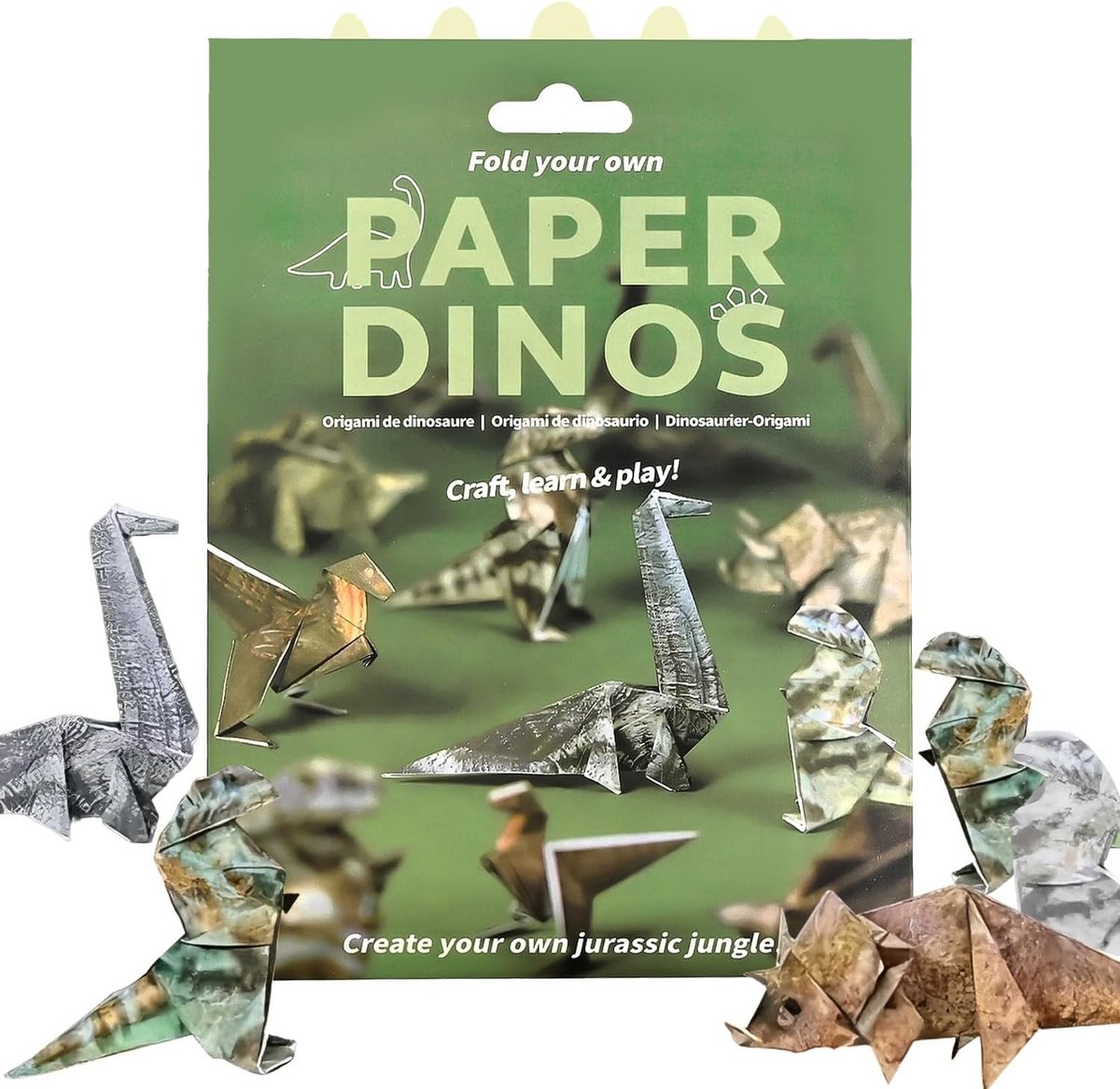 Origami Set met Dinosaurus Thema, 35 Vellen Vouwpapier voor Creatieve Activiteiten, Knutselen voor Kinderen van 6-12 Jaar