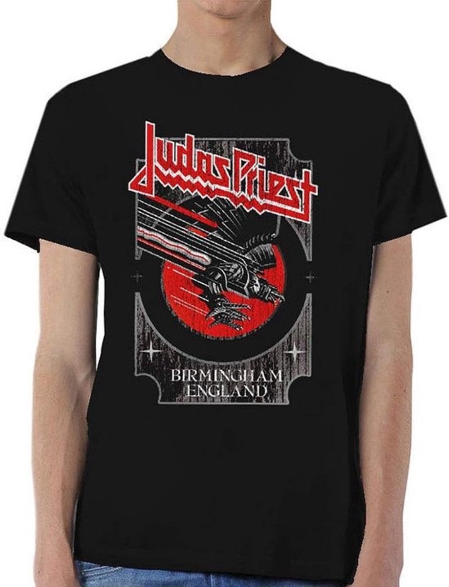 Heren T-Shirt Muziekband Zwart Katoen