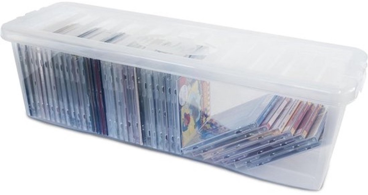 Stapelbare CD Opbergbox met Deksel Transparant voor 52 Muziek-CD's
