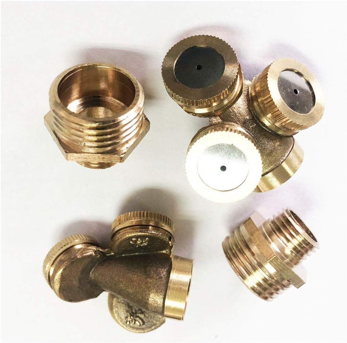 Tangger 3 Gaten Messing Misting Nozzl Misting Nozzle Mist Water, 2 STKS Messing Misting Tuin Spray Sprinkler Nozzle - ShopVlot