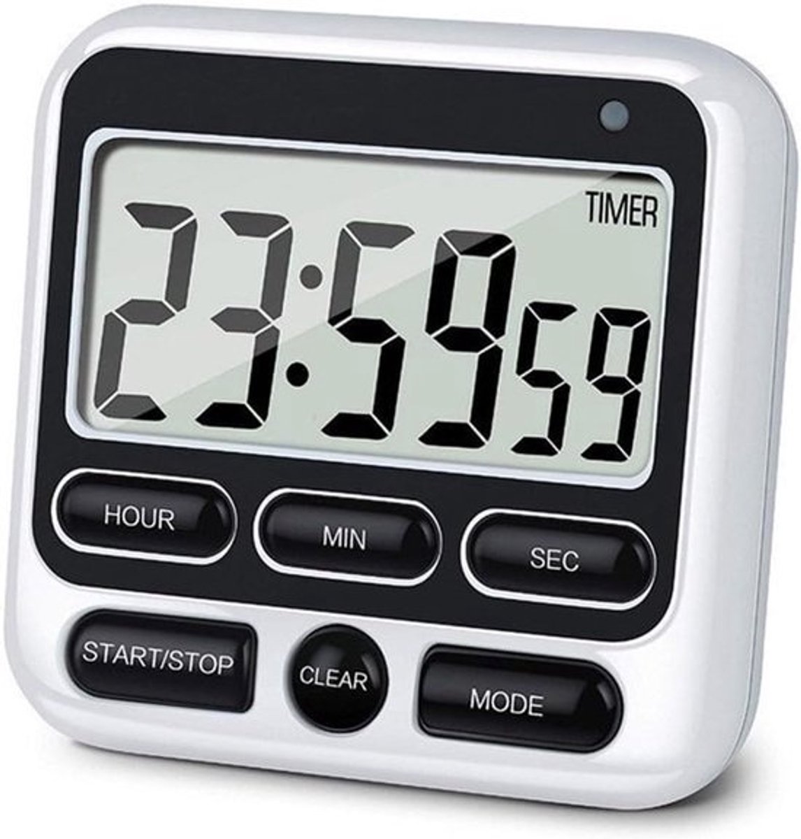 Digitale Keukentimer - Kookwekker Stopwatch Klok - Tijd Management - 24 Uur Bereik - 8x8x2 cm - Zwart