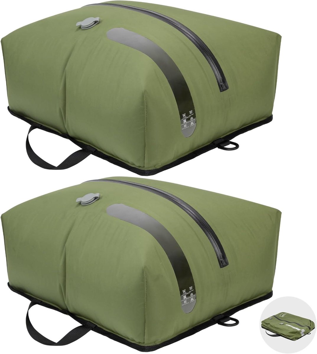 Vacuüm Compressiezakken - Ruimtebesparende Zakken - Reizen Opslag - IP67 Waterdichte Rits - 2 Stuks - Groen