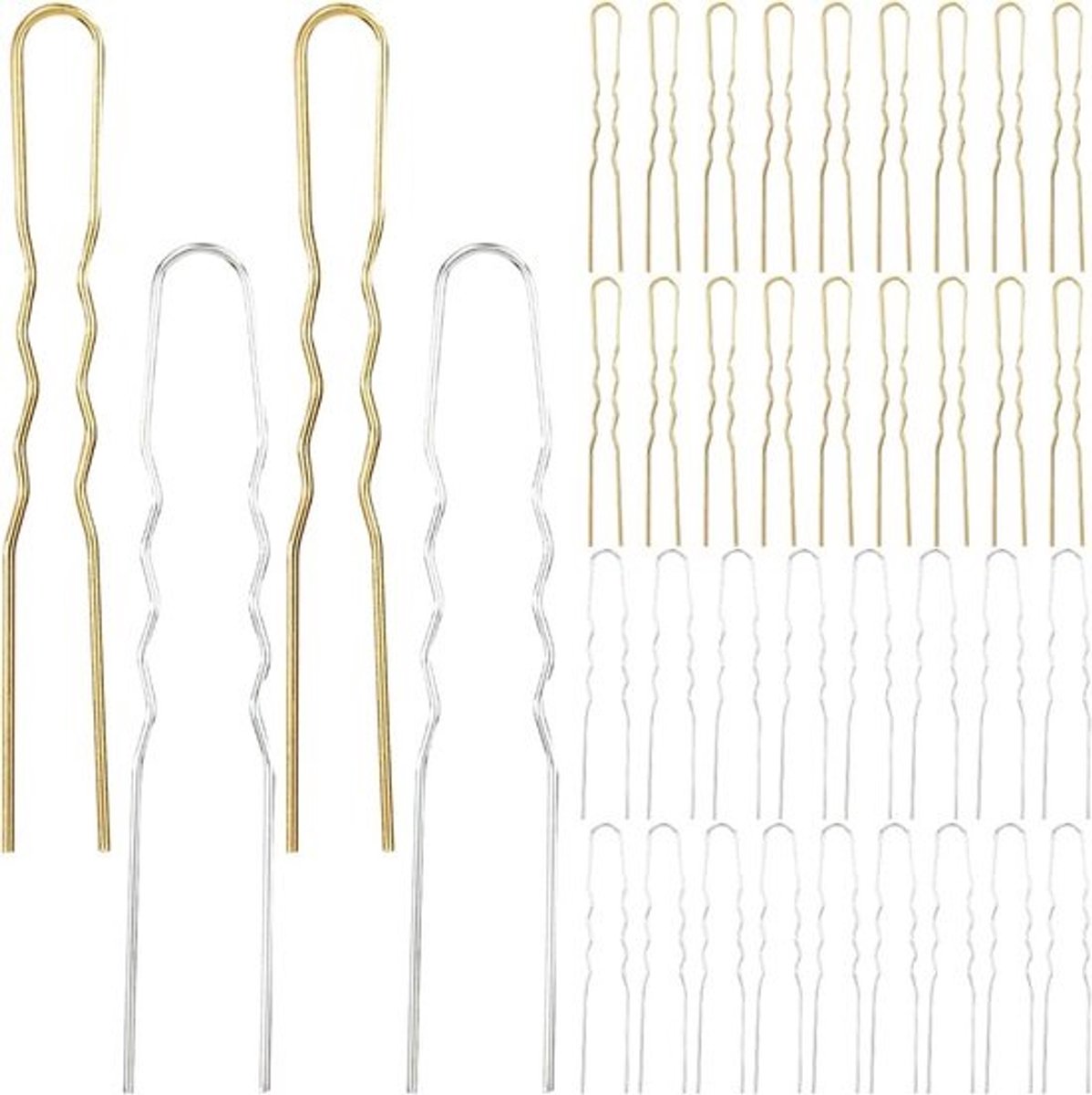 Haarspelden U-vorm - Haarvorken - Haar Opsteken - Handgemaakt Ontwerp - 40 Stuks - Goud Zilver