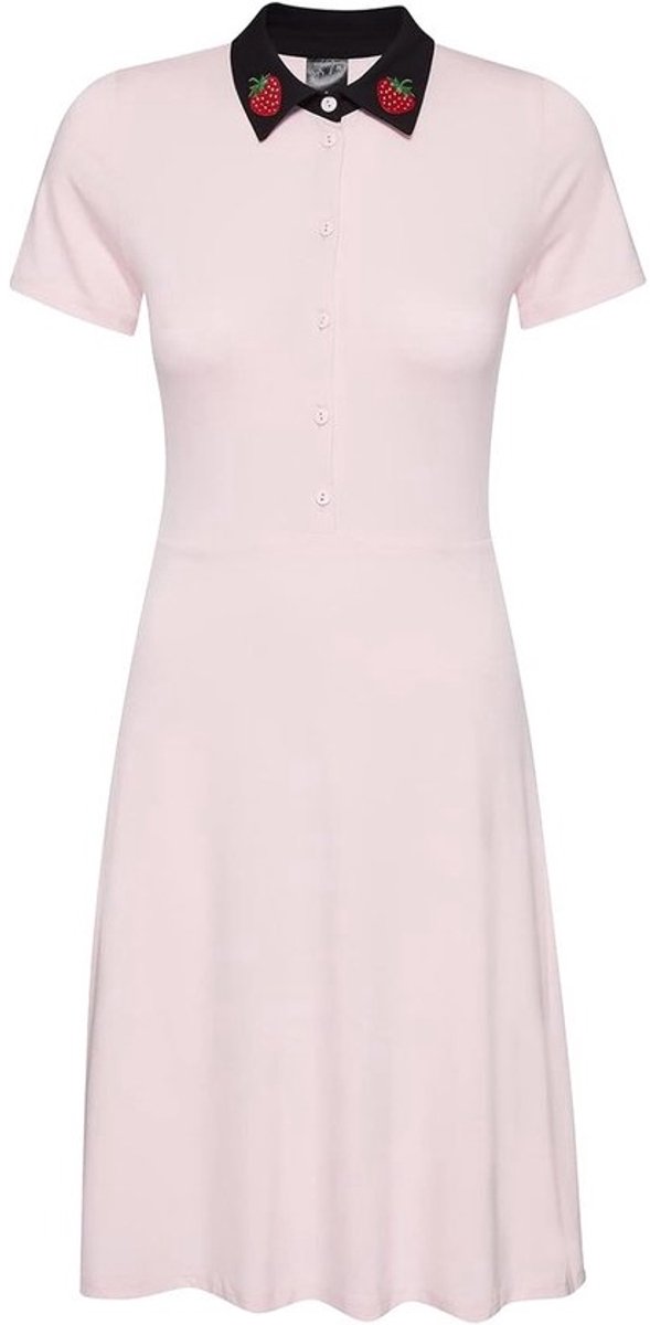 Klassieke Jurk met Kattendesign Roze-Zwart